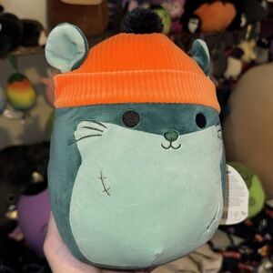 Beans the chinchilla zombie Halloween squishmallow with beanie hat  NWT and HTF